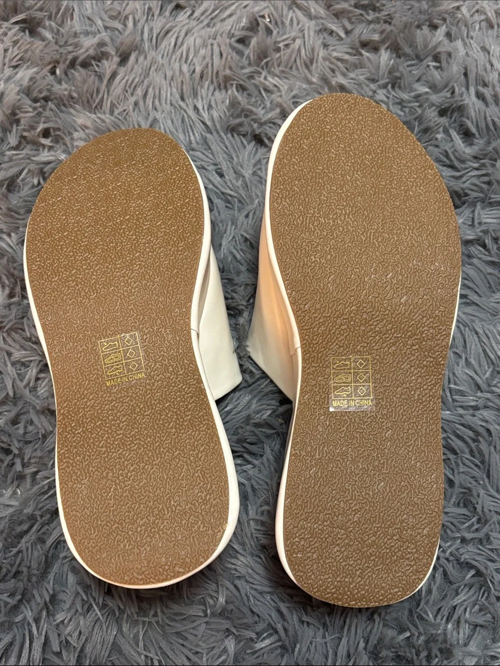 Women’s Cream Platform Slide open toe Wedges